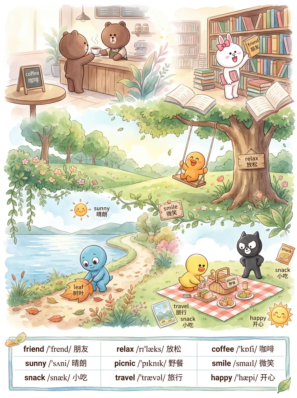 提示词模板来了！教你用AI一键生成卡通动漫英语单词卡