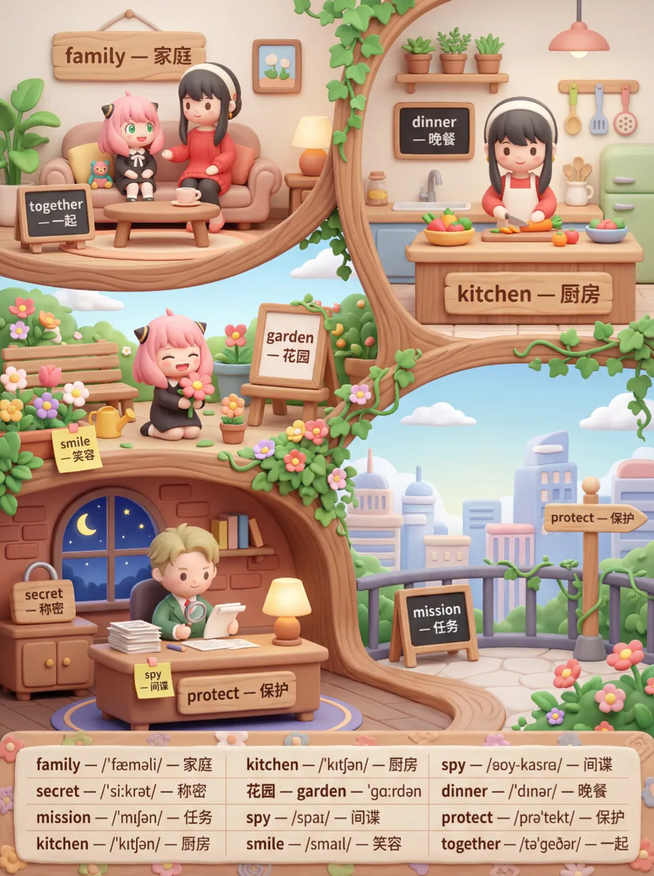 提示词模板来了！教你用AI一键生成卡通动漫英语单词卡