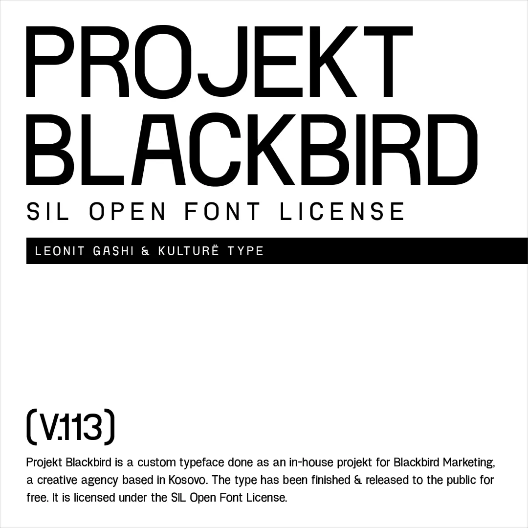 想找简洁干净的无衬线字体？试试这款免费的Projekt Blackbird