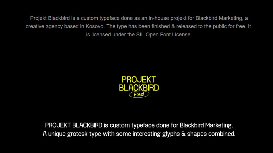 想找简洁干净的无衬线字体？试试这款免费的Projekt Blackbird