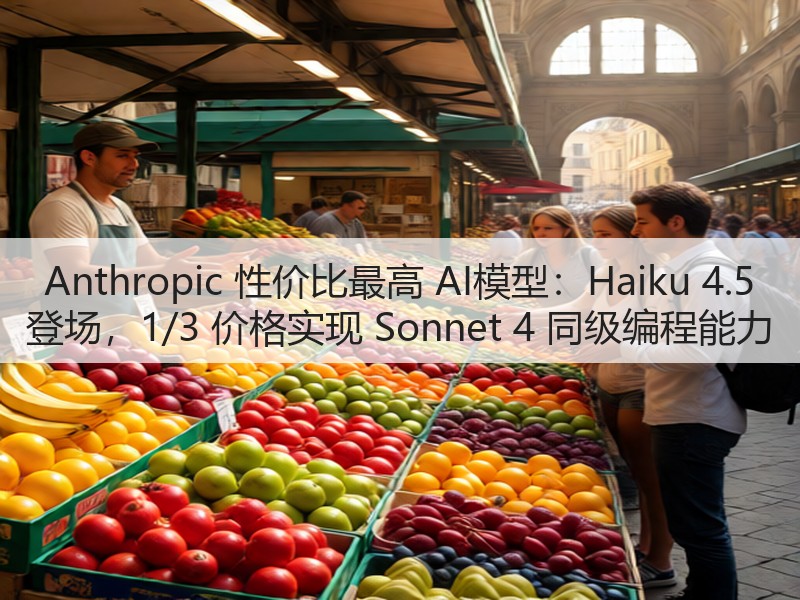 Anthropic 性价比最高 AI模型:Haiku 4.5 登场,1/3 价格实现 Sonnet 4 同级编程能力(图1) Anthropic 性价比最高 AI模型:Haiku 4.5 登场,1/3 价格实现 Sonnet 4 同级编程能力(图1)