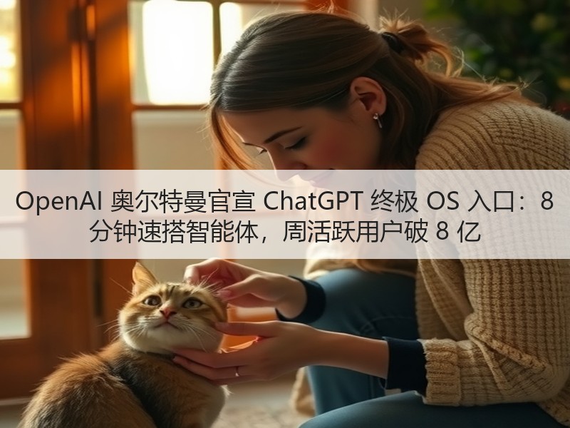 OpenAI 奥尔特曼官宣 ChatGPT 终极 OS 入口：8 分钟速搭智能体，周活跃用户破 8 