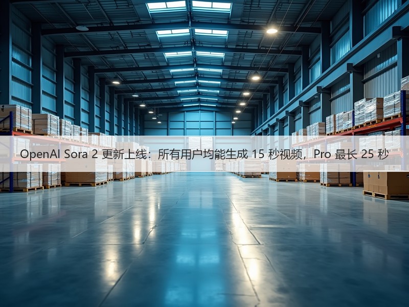 OpenAI Sora 2 更新上线：所有用户均能生成 15 秒视频，Pro 最长 25 秒