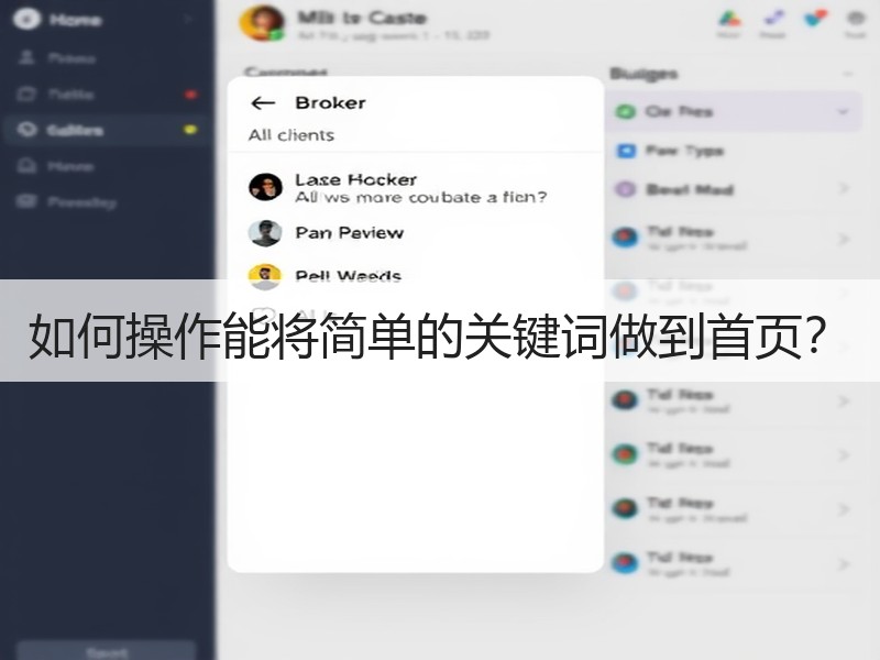 如何操作能将简单的关键词做到首页？