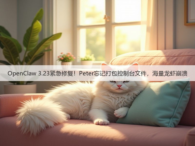 OpenClaw 3.23紧急修复!Peter忘记打包控制台文件,海量龙虾崩溃(图2) OpenClaw 3.23紧急修复!Peter忘记打包控制台文件,海量龙虾崩溃(图2)