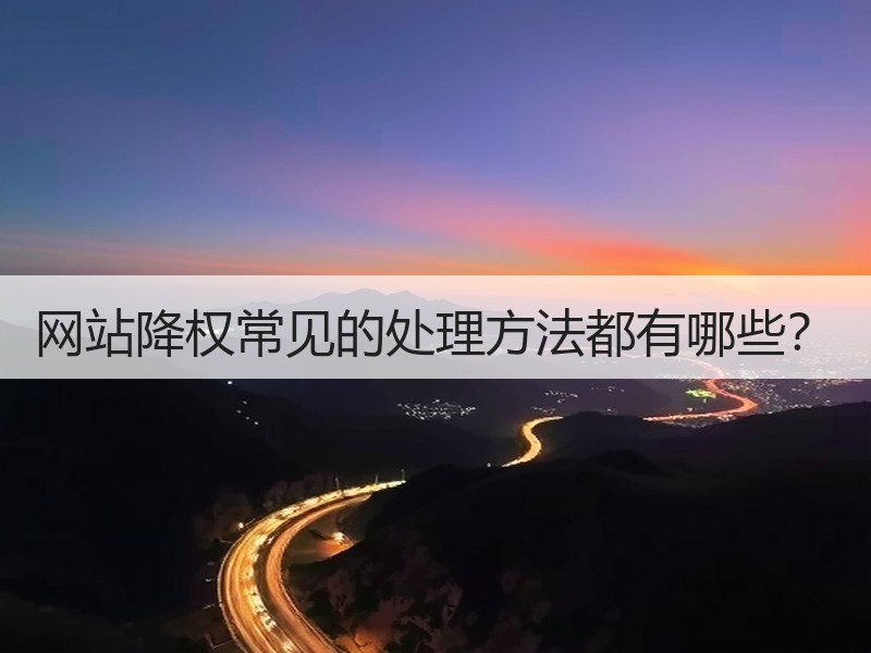 网站降权常见的处理方法都有哪些？