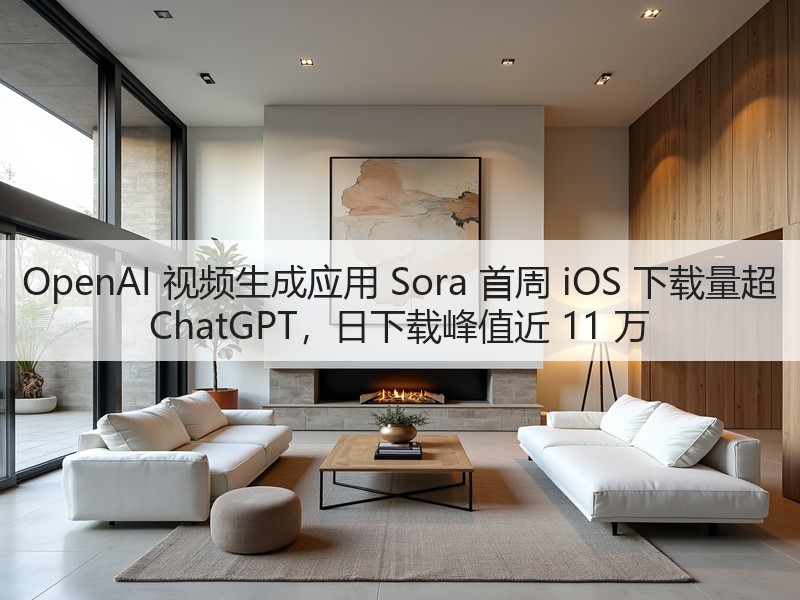 OpenAI 视频生成应用 Sora 首周 iOS 下载量超 ChatGPT，日下载峰值近 11 万(图2)